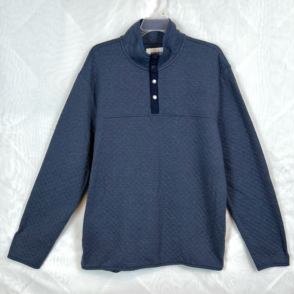 Men’s Slate Blue Sonoma Quilted Pocket Pullover Sweater / size XL